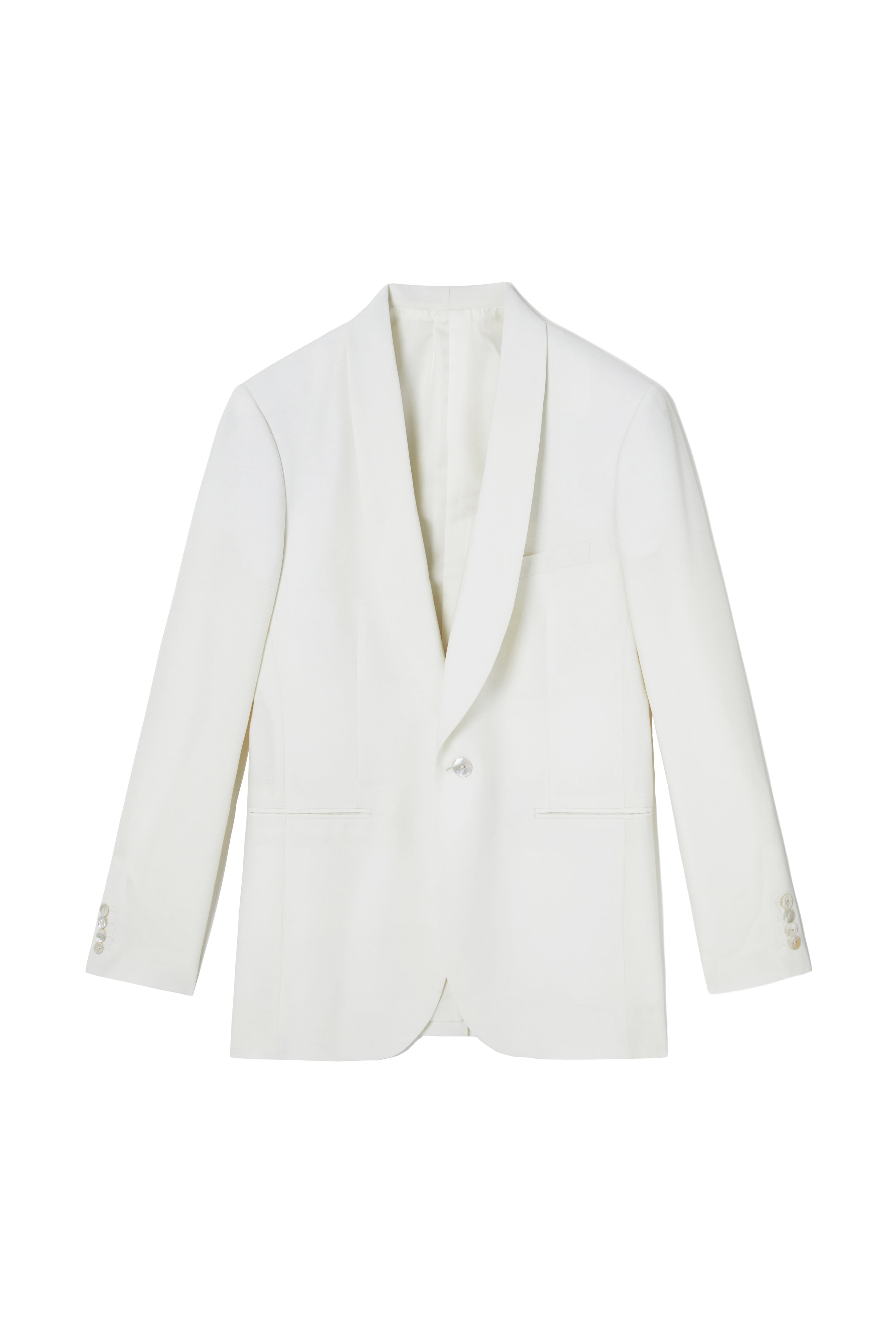 ONE BUTTON SHAWL COLLAR JACKET IN WHITE