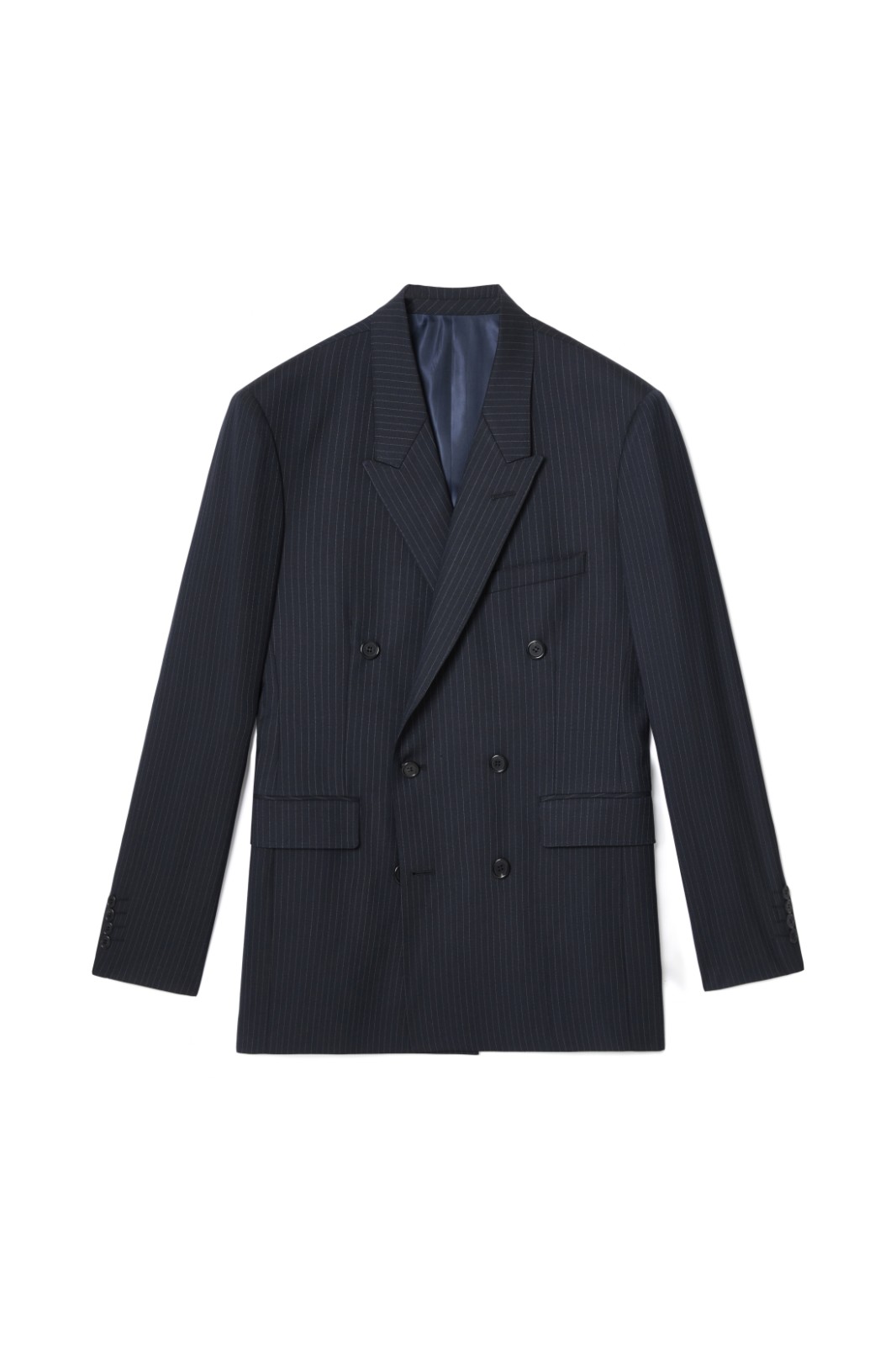 DOUBLE BREASTED JACKET IN NAVY PINSTRIPE